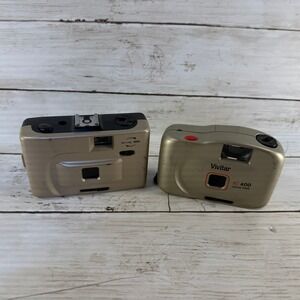 Vivitar IC 400 Focus Free‎ and Panoramic 35mm Film Camera Lot Champagne Gold